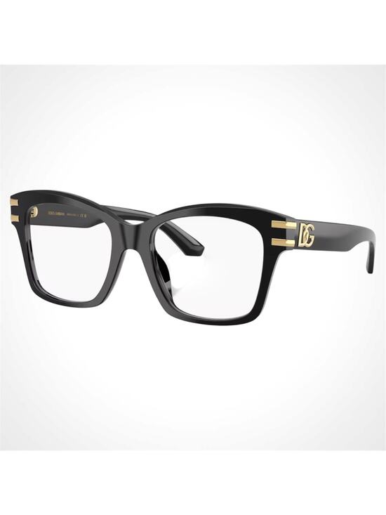 New Dolce & Gabbana Eyeglasses Black Square Gold Metal Logo 54-19 Glasses Frames